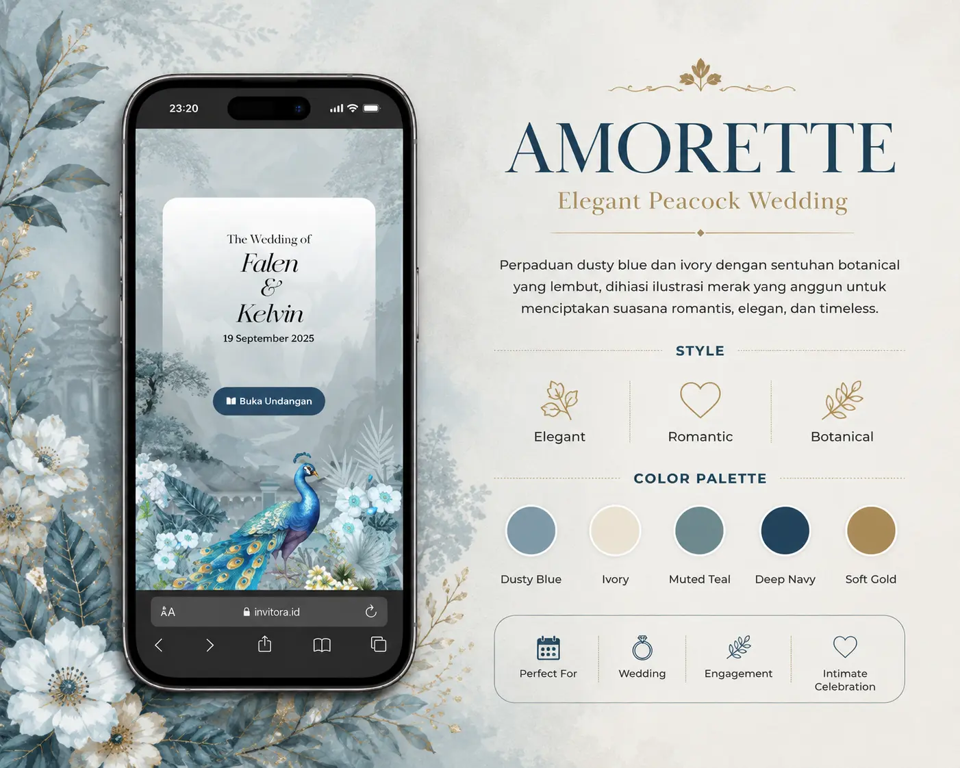 Tema Amorette - Elegant Peacock Wedding